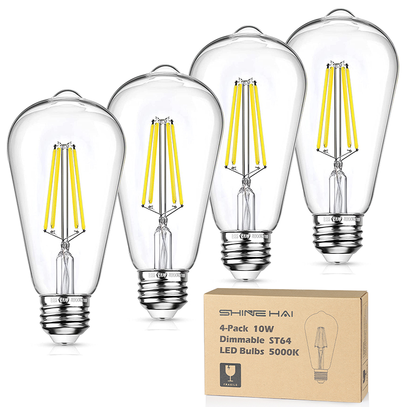Vintage LED Edison Light Bulbs, Dimmable 5000K ST64 LED Filament Light Bulbs